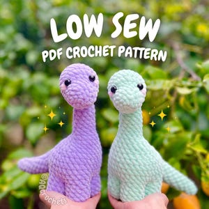 Low Sew Long Neck Dino Crochet Pattern (dinosaur crochet pattern, amigurumi dinosaur pattern, brontosaurus pattern, crochet dino pattern)