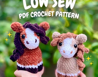 Standing Horse Crochet Pattern (low sew horse crochet pattern, amigurumi horse pattern, crochet horse pattern, pony crochet pattern)