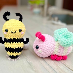 no sew bugs crochet pattern, amigurumi bee, crochet bee, no sew crochet pattern, bug amigurumi, bee crochet pattern, strawberry bee crochet pattern, no sew bee crochet pattern, summer crochet pattern, crochet market makes