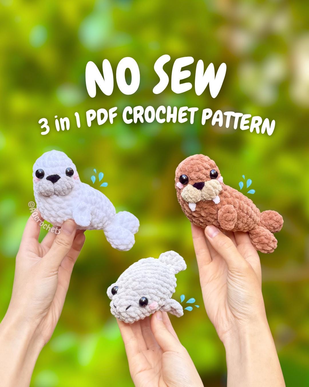 No-Sew Mini Sea Animals Crochet Pattern