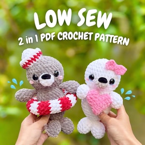 seal crochet pattern, amigurumi seal pattern, low sew seal, cute seal crochet pattern, underwater crochet pattern, animal crochet pattern