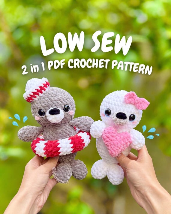 Low Sew Seal Crochet Pattern (low sew crochet pattern, crochet seal pattern, amigurumi seal pattern, baby seal crochet pattern)