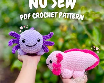 No Sew Axolotl Crochet Pattern (axolotl crochet pattern, amigurumi axolotl pattern, no sew crochet pattern, crochet axolotl pattern)