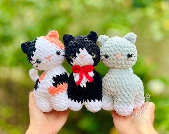 Handmade Custom Crochet Cat Crochet Plush, Calico Cat Crochet Plush, Tuxedo Cat Crochet Plush, Gray Cat Crochet Plush - ready to ship!