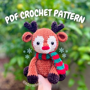 Holiday Reindeer Crochet Pattern (christmas reindeer pattern, christmas crochet pattern, christmas reindeer amigurumi, deer crochet pattern)