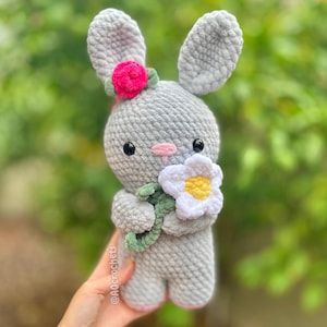 Crochet Flower Bunny and Flower Bear PDF PATTERN (2 in 1: Bunny Holding ...