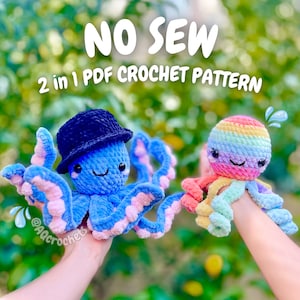 No Sew Octopus Crochet Pattern (no sew crochet pattern, crochet octopus pattern, amigurumi octopus pattern, animal crochet pattern)