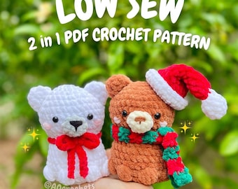PDF Häkelanleitung für Weihnachtsbären 2 in 1 (Weihnachts-Häkelanleitung, Eisbär-Häkelanleitung, Nikolaus-Bär, Nikolaus)