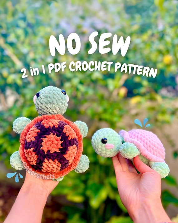 No Sew Baby Turtle Crochet Pattern (no sew crochet pattern, crochet turtle pattern, amigurumi turtle pattern, no sew turtle crochet pattern)