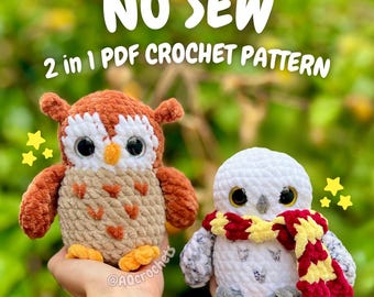 Patrón de búhos a crochet sin costura (patrón de búho a crochet 2 en 1, patrón de búho nival a crochet, búho amigurumi, patrón de búho a crochet sin costura)