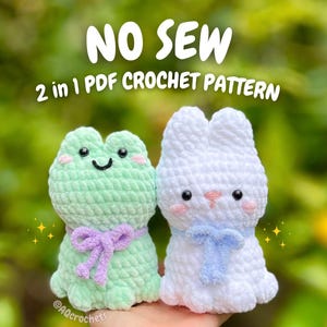 No Sew Crochet Bunny and Frog 2 in 1 PDF PATTERN (no sew crochet pattern, no sew bunny crochet pattern, no sew frog crochet pattern)