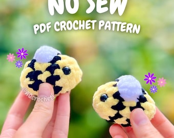 No Sew Mini Bee Crochet Pattern (no sew crochet pattern, crochet bee pattern, amigurumi bee pattern, no sew bee crochet pattern)