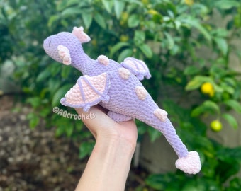 Handmade Purple Sleeping Dragon Crochet Plush, Crochet Purple Dragon Plush, Amigurumi Dragon, Crochet Baby Sleepy Dragon - ready to ship!