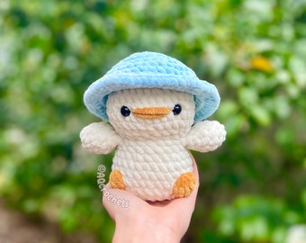 Handmade Duck Wearing Hat Crochet Plush, Crochet Duck Stuffed Animal, Crochet Duck, Amigurumi Duck, Cute Crochet Baby Duck- ready to ship!