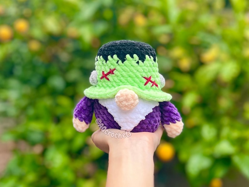 no sew halloween gnomes, crochet halloween gnomes, halloween gnomes crochet pattern, frankenstein gnome crochet pattern, candy corn crochet pattern, witch gnome crochet pattern, crochet frankenstein gnome, crochet candy corn gnome, crochet witch gnome, amigurumi halloween, halloween crochet pattern