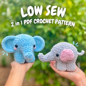 Baby Elephant Crochet Pattern (crochet elephant pattern, amigurumi elephant pattern, low sew elephant pattern, baby animal crochet pattern )