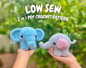 Baby Elephant Crochet Pattern (crochet elephant pattern, amigurumi elephant pattern, low sew elephant pattern, baby animal crochet pattern )