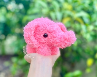 Handmade Pink Fluffy Elephant Crochet Plush, Crochet Pink Elephant Plushie, Fluffy Elephant Plush, Amigurumi Elephant Plush - ready to ship!