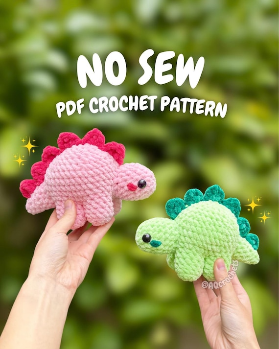 No Sew Stegosaurus Crochet Pattern (dinosaur crochet pattern, amigurumi dinosaur pattern, crochet dino pattern, no sew crochet pattern)
