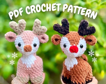 Padrão de crochê de rena em pé (padrão de rena de Natal, padrão de crochê de Natal, rena amigurumi, padrão de crochê de veado)