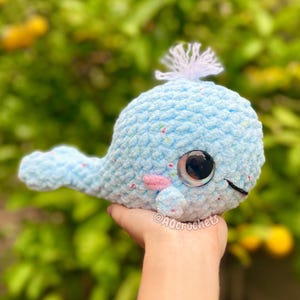 Handmade Light Blue Whale Crochet Plush, Crochet Whale Plush, Amigurumi Whale, Cute Whale Plush - ready to ship!