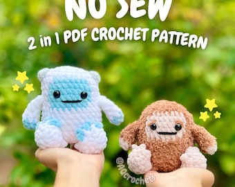 No Sew Yeti and Bigfoot Crochet Pattern (no sew crochet pattern, yeti crochet pattern, amigurumi bigfoot pattern, crochet yeti pattern)