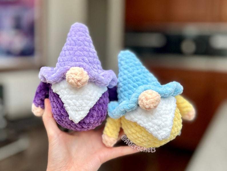 no sew crochet pattern, no sew gnome crochet pattern, amigurumi gnome pattern, gnome crochet pattern, cute gnome pattern, summer crochet pattern, spring crochet pattern, gnome plushi