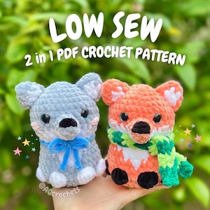 Wolf and Fox Pup Crochet Pattern (fox crochet pattern, wolf crochet pattern, amigurumi fox pattern, amigurumi wolf pattern, crochet husky)