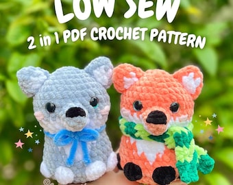 Patrón de crochet de cachorro de lobo y zorro (patrón de crochet de zorro, patrón de crochet de lobo, patrón de zorro amigurumi, patrón de lobo amigurumi, husky de crochet)