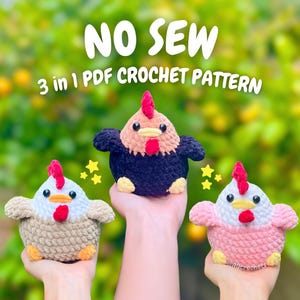No Sew Chicken Crochet Pattern (amigurumi chicken, no sew crochet pattern, hen crochet pattern, animal crochet pattern, crochet chicken)