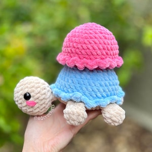 Handmade Crochet Ice Cream Turtle Plushie, Crochet Turtle Stuffed Animal, Amigurumi Turtle Plush, Turtle Crochet Plush - ready to ship!