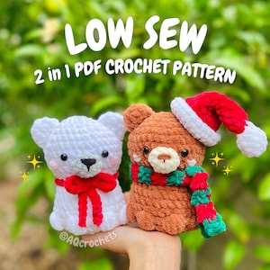 Crochet Christmas Bears 2 in 1 PDF PATTERN (christmas crochet pattern, polar bear crochet pattern, santa bear crochet pattern)