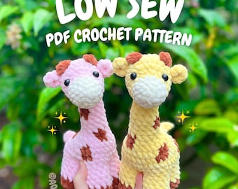 Low Sew Giraffe Crochet Pattern (crochet giraffe pattern, amigurumi giraffe pattern, standing giraffe pattern, baby animal crochet pattern )