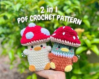 Crochet Mushroom Ducks 2 in 1 PDF PATTERN (mushroom duck crochet pattern, mallard duck crochet pattern, crochet mushroom pattern)