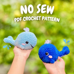 No Sew Spouting Whale Crochet Pattern (no sew crochet pattern, crochet whale pattern, amigurumi whale pattern, no sew whale crochet pattern)