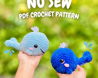 No Sew Spouting Whale Crochet Pattern (no sew crochet pattern, crochet whale pattern, amigurumi whale pattern, no sew whale crochet pattern)
