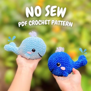 No Sew Spouting Whale Crochet Pattern (no sew crochet pattern, crochet whale pattern, amigurumi whale pattern, no sew whale crochet pattern)