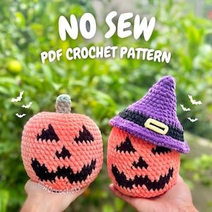 Patrón PDF de calabaza Jack-O'-Lantern sin coser (patrón de crochet de calabaza sin coser, patrón de crochet de Jack-O'-Lantern, patrón de crochet de Halloween)
