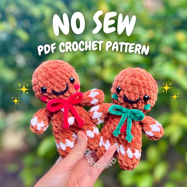 No Sew Mini Gingerbread Man Crochet Pattern (gingerbread man crochet pattern, christmas crochet pattern, amigurumi gingerbread man)