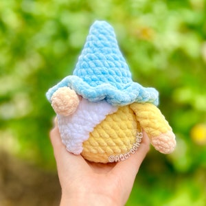 no sew crochet pattern, no sew gnome crochet pattern, amigurumi gnome pattern, gnome crochet pattern, cute gnome pattern, summer crochet pattern, spring crochet pattern, gnome plushi