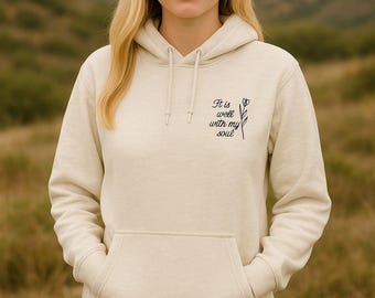 Embroidered Christian Hoodie | It Is Well With My Soul Rose Sweatshirt