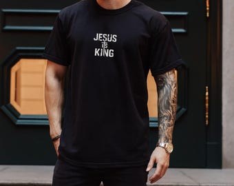 Jesus is King Tee – Men’s Christian Graphic T-Shirt with Distressed Writing