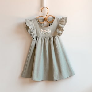 Meisjesjurk met handgeborduurd bloemdessin, jurk voor speciale gelegenheden, babypeuterkleding, meisjesjurk met ruches, herfst/winter natuurjurk