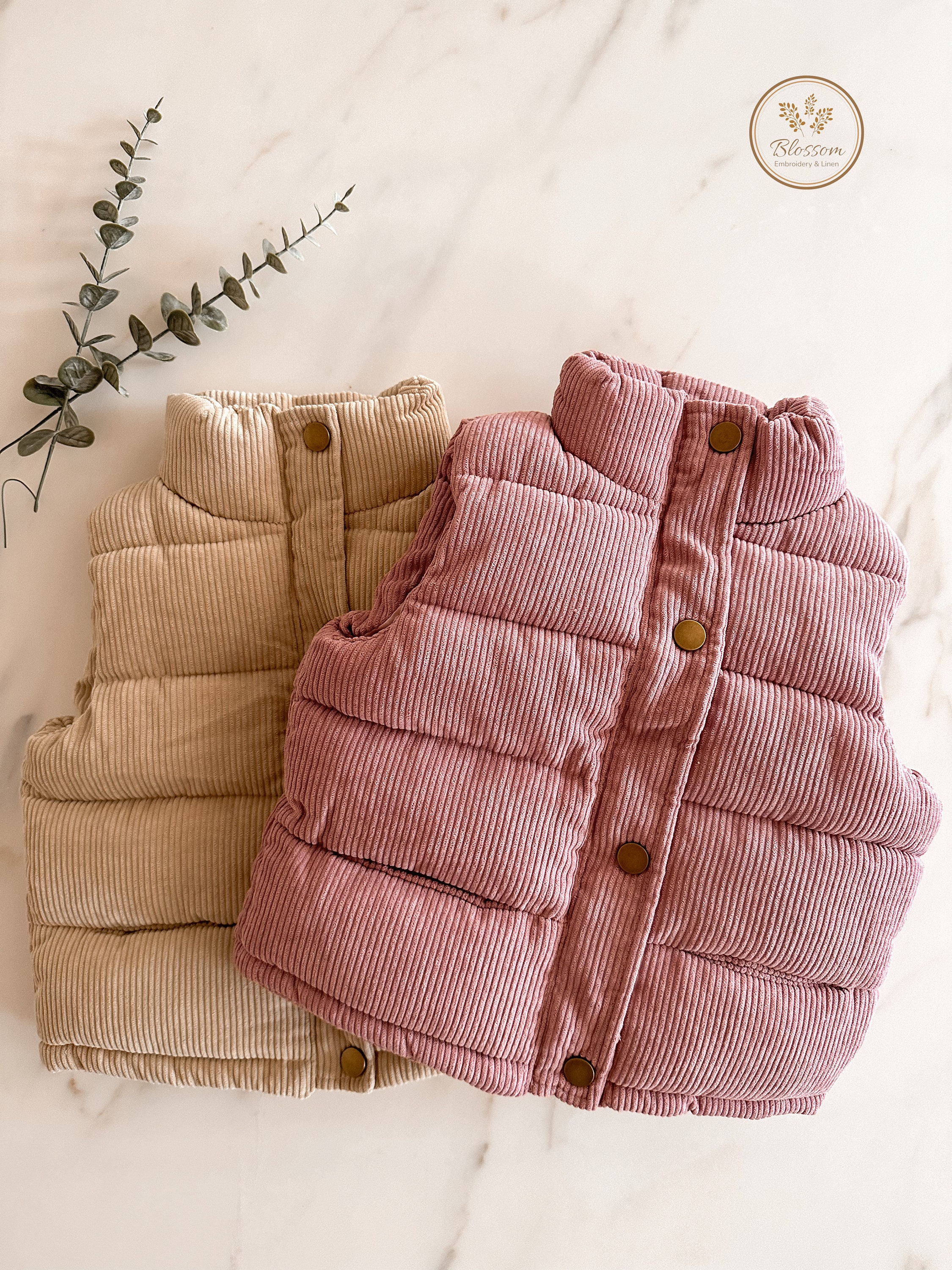 Otis - Corduroy Kids Vest Jacket, Milk Beige
