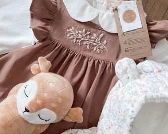 toddler brown dresses Toddler Solid Color Flutter Sleeve Dress main image 1