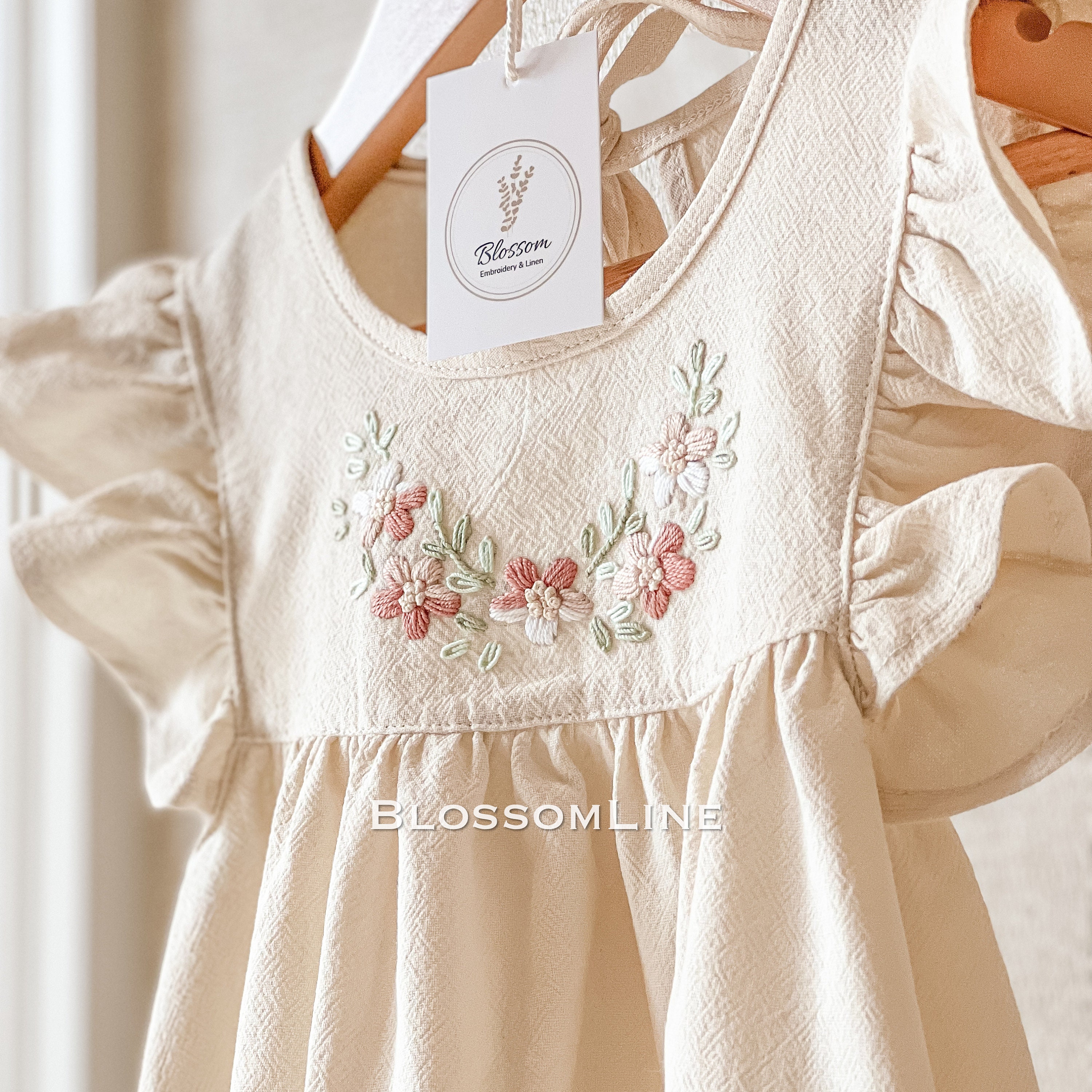 Girls Linen Dress Handmade Embroidery Floral Design Special - Etsy