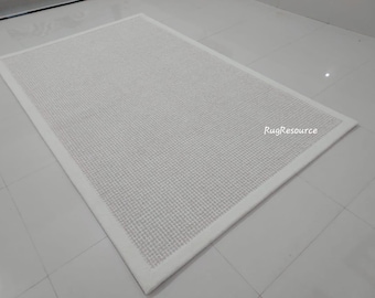 Modern abstract minimalist handmade loop cut pile ivory beige area rug contemporary area rug for livingroom bedroom  customizable