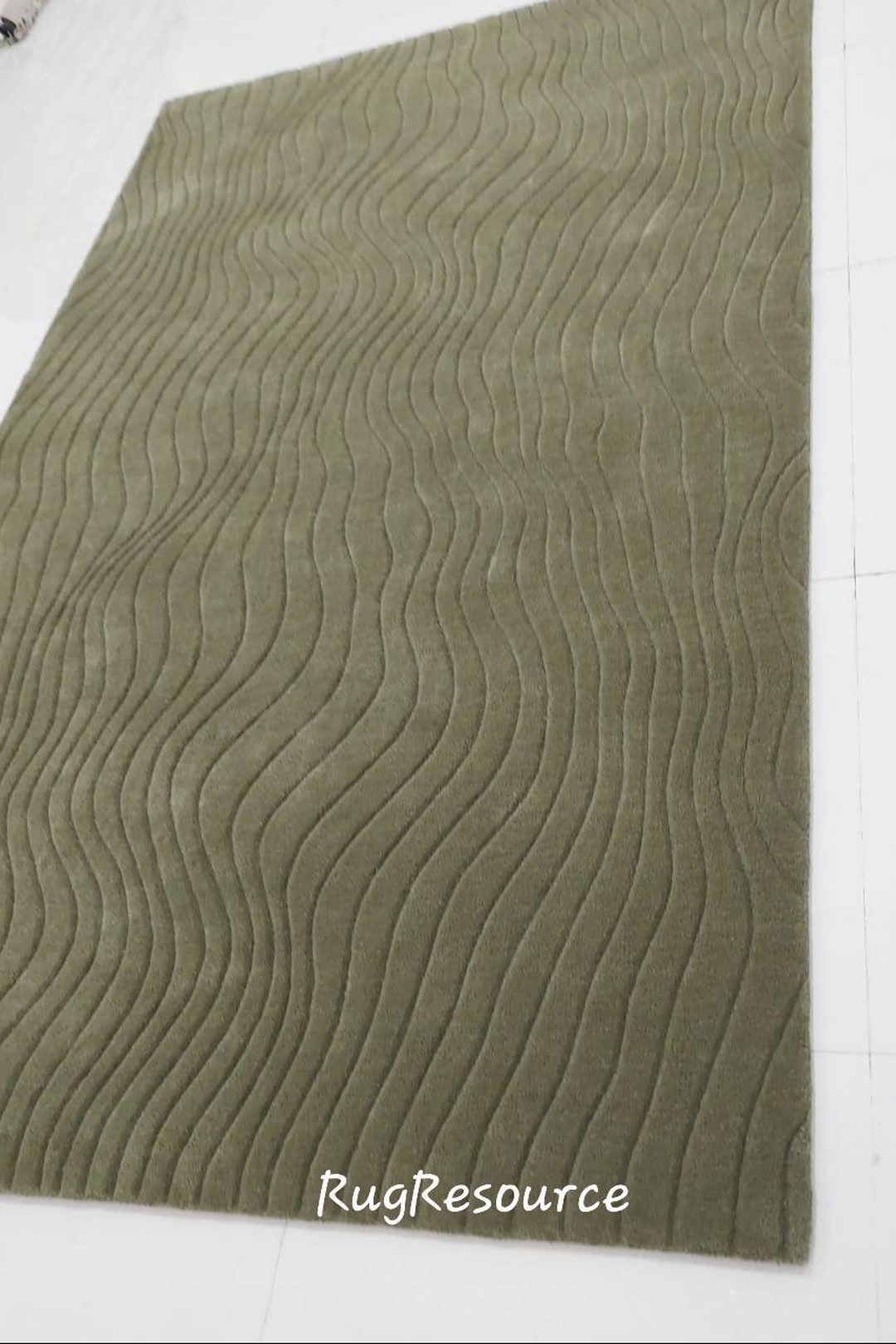 Green Wool Rug 8x10 High Quality Wool Rug Handtufted Modern Abstract ...