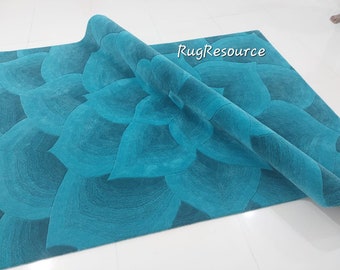 Floral teal blue area rug 8x10 9x12Modern abstract handmade gradient tufted contemporary rug for livingroom bedroom dining room hall  10x14.
