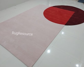 Red pink 8x10 handmade tufted modern contemporary designer woolen area  rug for living room  bedroom  kidsroom office 6x9 8x10 9x12 10x14